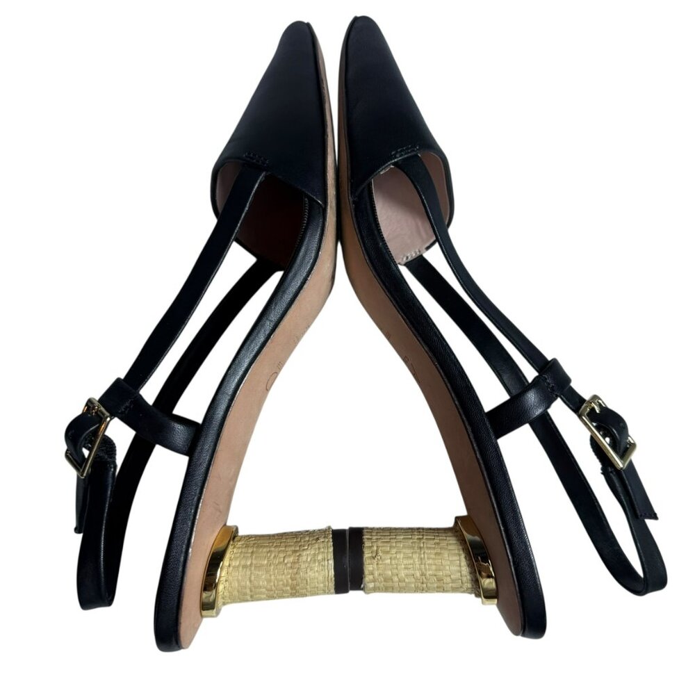 A•D & DAUGHTERS Leather Strappy Heels with Raffia Wrapped Block Heel – Size 7.5 - Picture 3 of 11